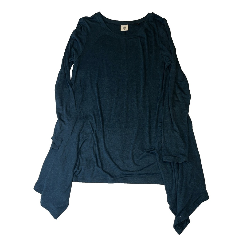 Cabi Asymmetrical Tunic Medium Top Shirt Long Sleeve Stretch Halftime Blue Swing